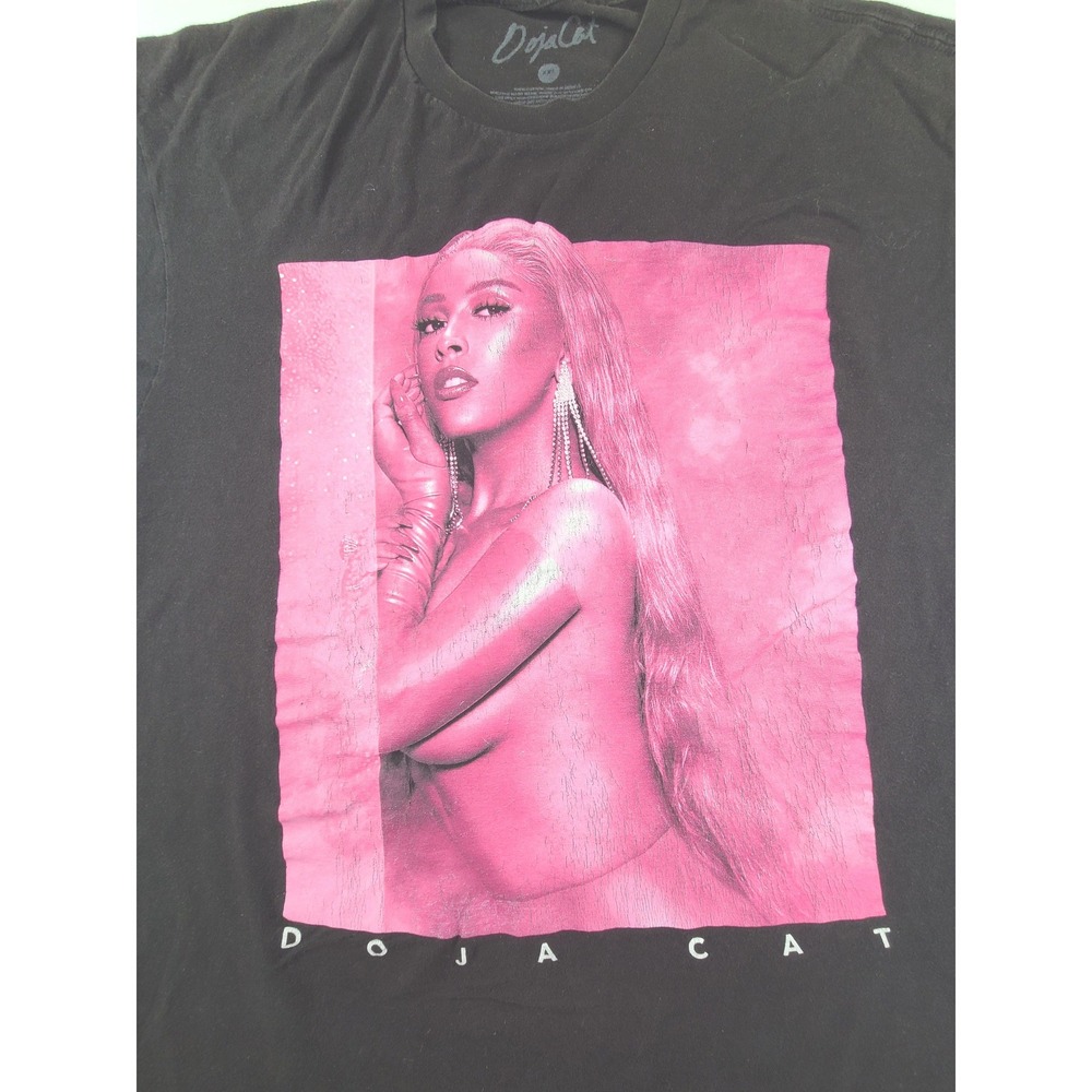 Doja Cat T-Shirt Mens 2XL Black Pink Graphic Print Cotton Portrait Music Merch